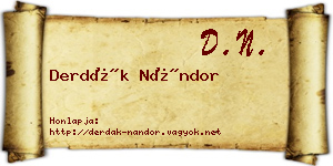 Derdák Nándor névjegykártya